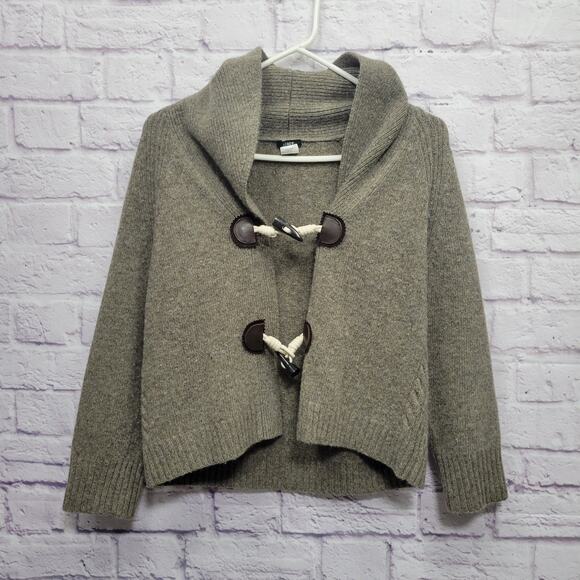 J.Crew Sweaters - J Crew Horn Button Cropped Cardigan Size L Lambs Wool Cashmere Shawl Collar